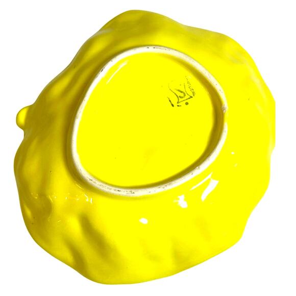 Secla Portugal Majolica Yellow Cabbage Pottery Salad Bowl-Mid Century-Rare - Picture 3 of 4